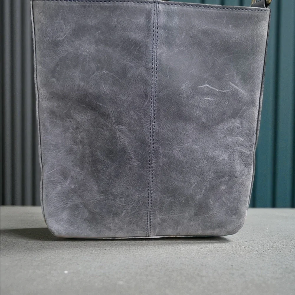 ESTALON - Charcoal Gray Leather Crossbody Bag